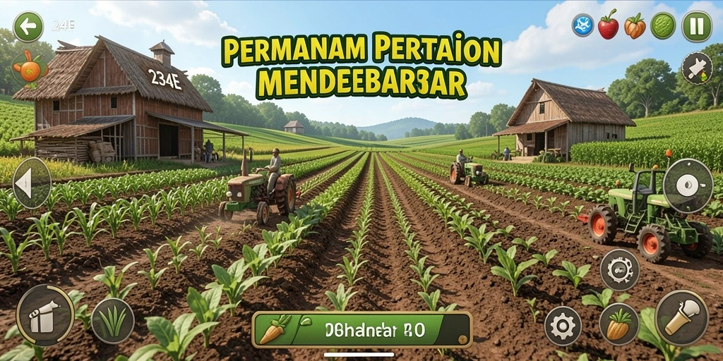 Tampilan gameplay <strong>234E</strong> yang menawan dengan aktivitas pertanian yang seru.