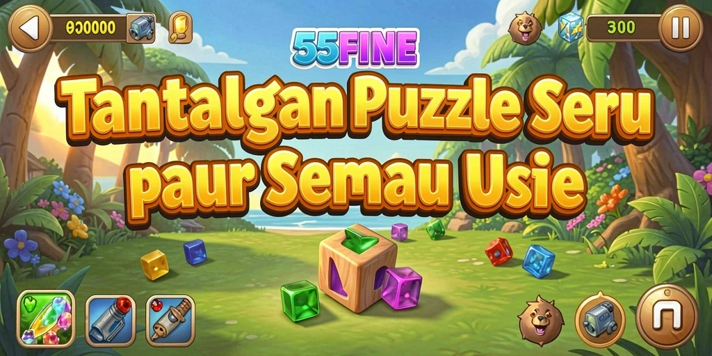 Tampilan gameplay puzzle yang menarik dan penuh warna.