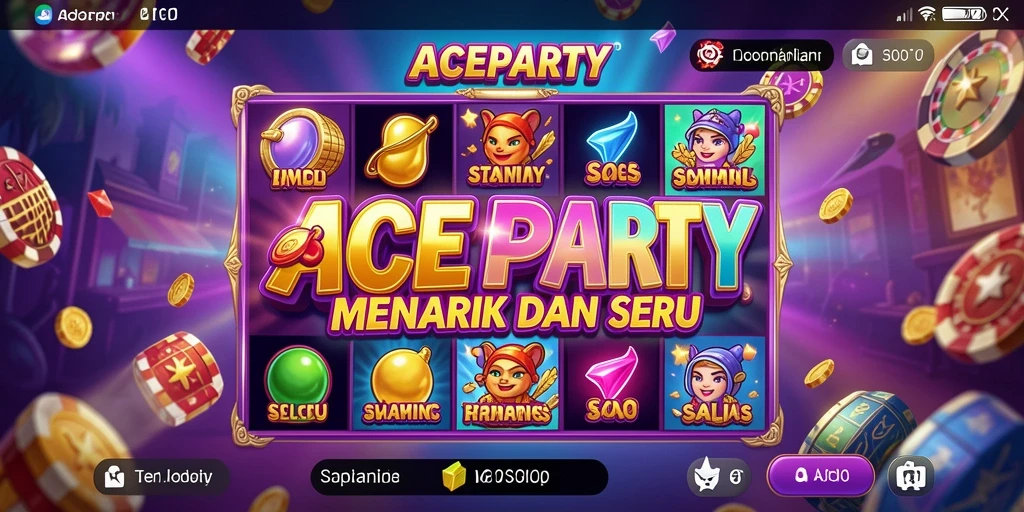 Tampilan gameplay seru di ACEPARTY dengan simbol-simbol menarik.