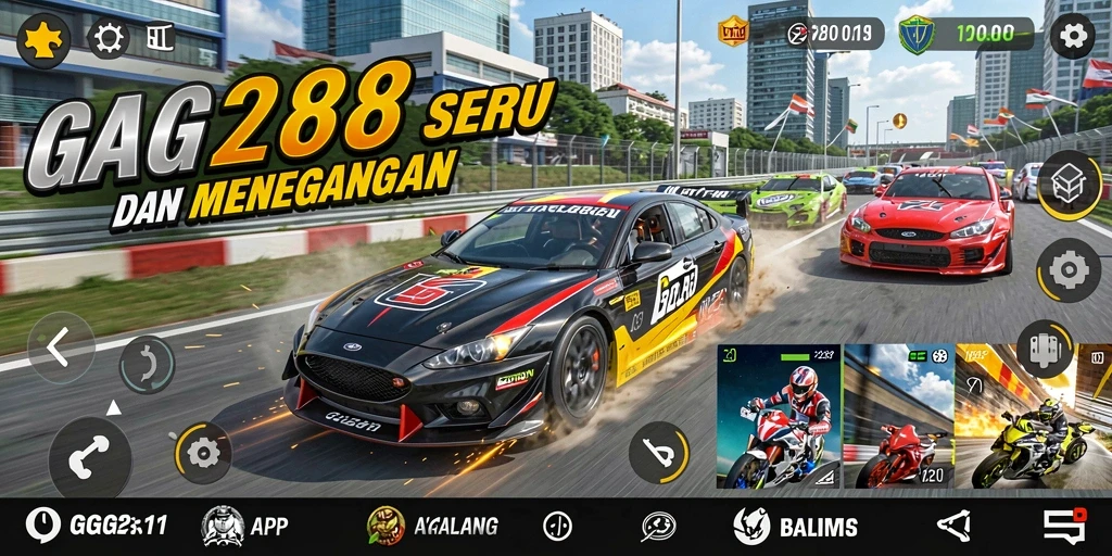 Tampilan gameplay GG288 yang mendebarkan dalam balapan.