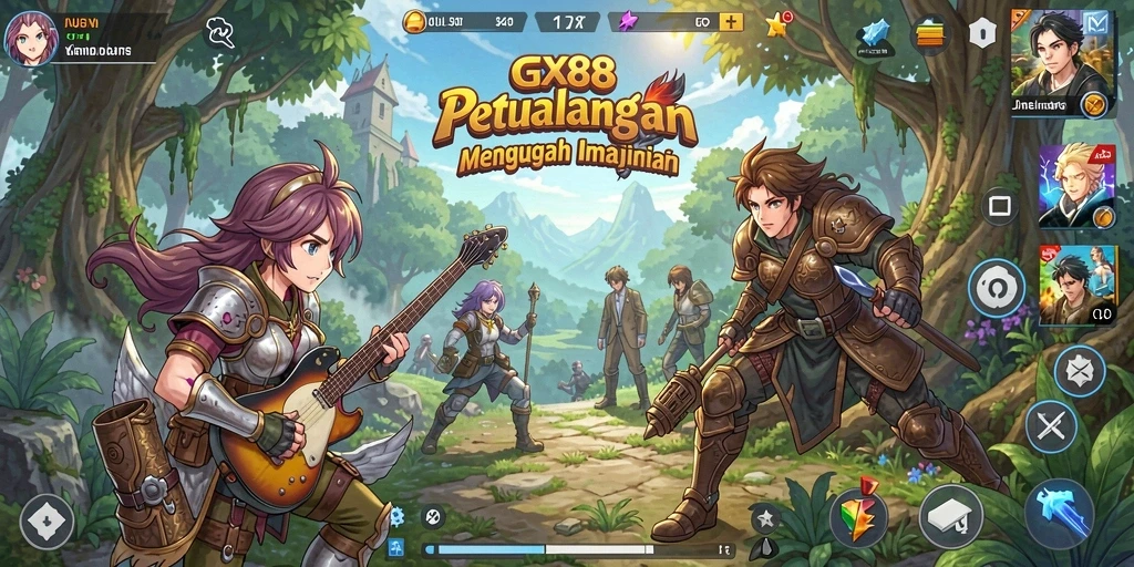 Tampilan gameplay GX88 dengan karakter Anime yang dinamis dan grafis memukau.