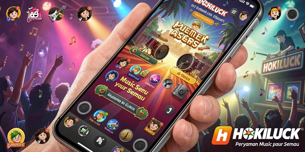 Tangkapan layar HOKILUCK menunjukkan keseruan gameplay musik.
