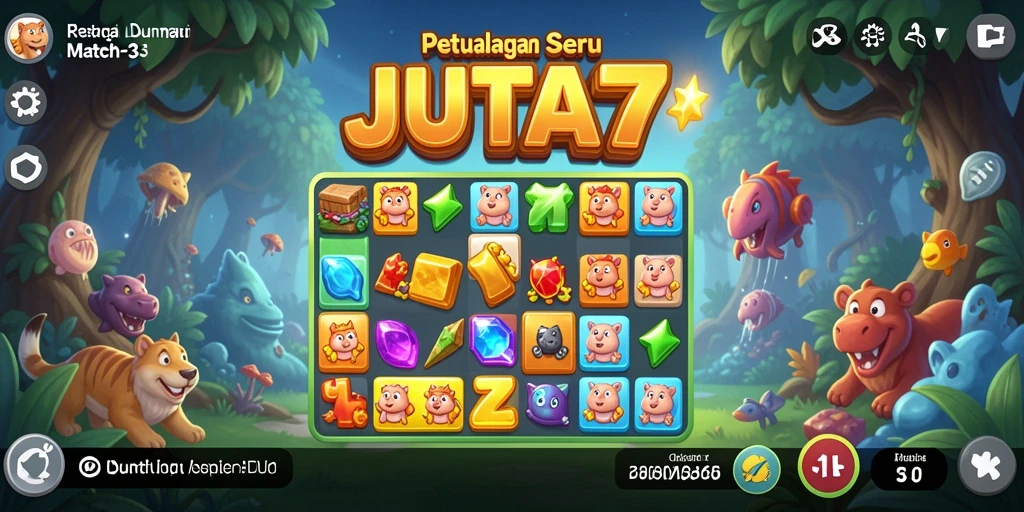 Tampilan gameplay menarik dari JUTA7 dengan tantangan Match-3.