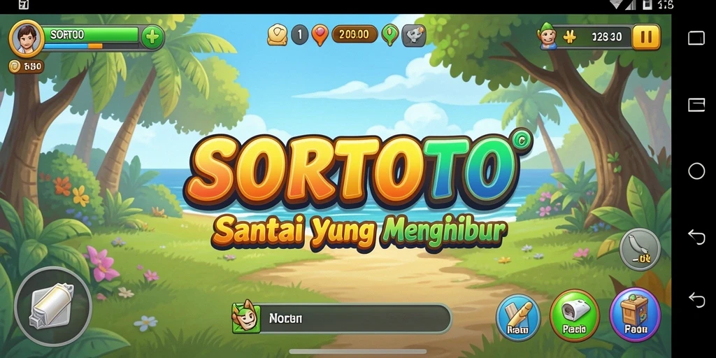 Tampilan gameplay SORTOTO dengan grafis ceria dan menantang.