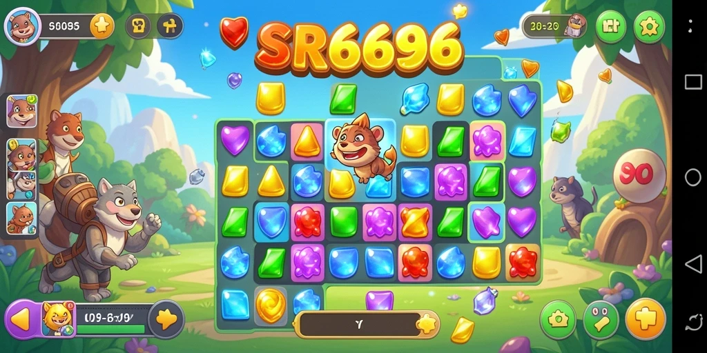 Tampilan game SR6666 dengan gameplay Match-3 yang mengasyikkan.