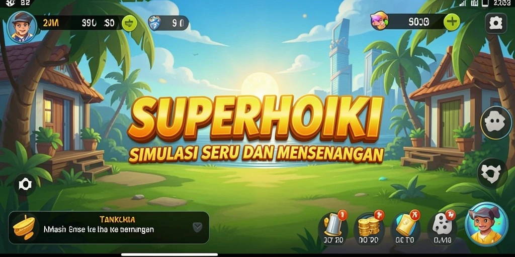 Screenshot gameplay SUPERHOKI yang menampilkan dunia simulasi yang menarik.