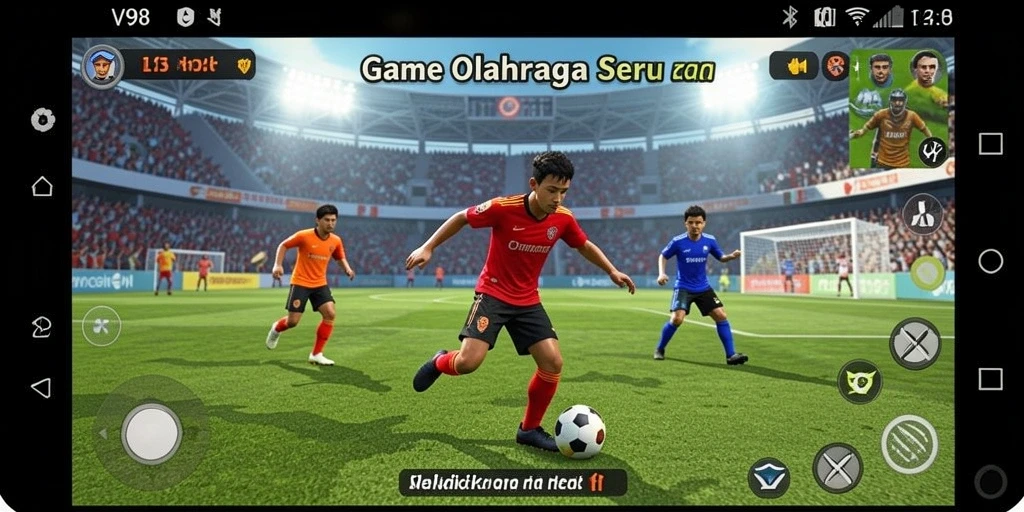 Screenshot V98 menampilkan gameplay olahraga yang mendebarkan dan seru.