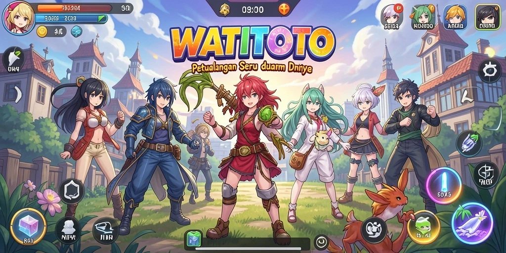 Screenshot dari gameplay WATITOTO yang menampilkan aksi seru anime.