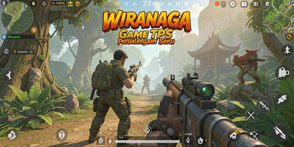 Tangkapan layar utama WIRANAGA menampilkan karakter dalam pertempuran intens.