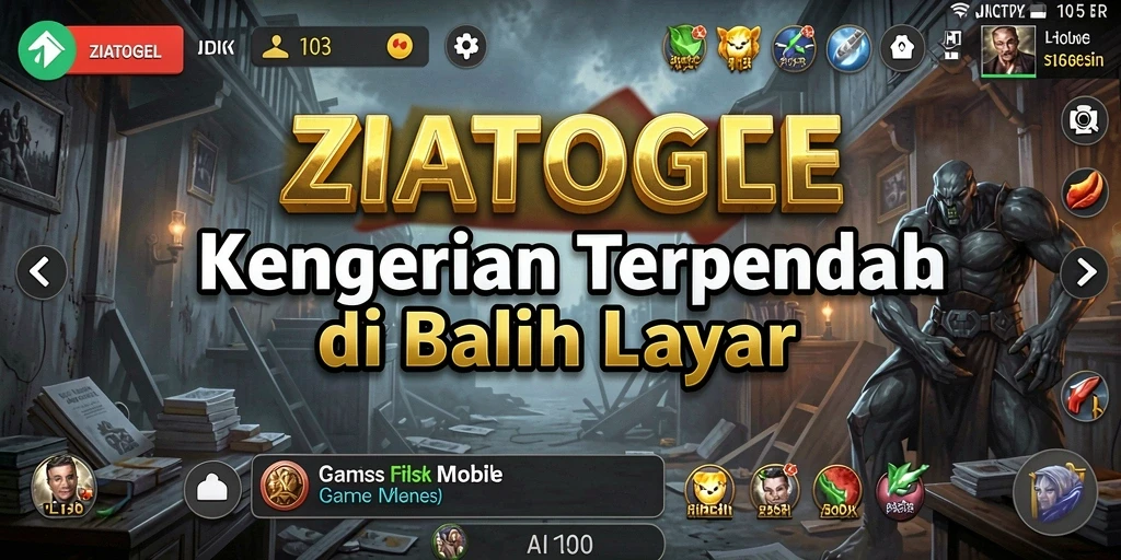Gameplay ZIATOGEL menampilkan suasana horor yang mendebarkan.